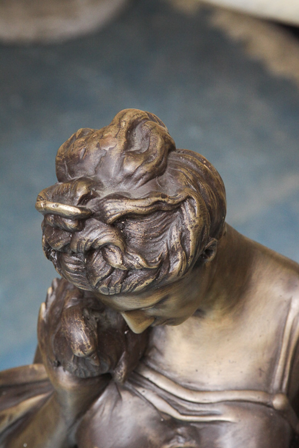 Bronze Sculpture After E. Tassel "Beauty with Birds"