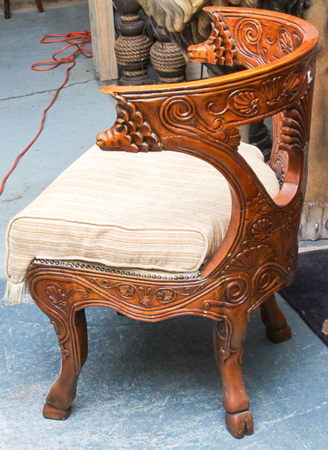 Pair of Ornate Barrel-Back Armcharis