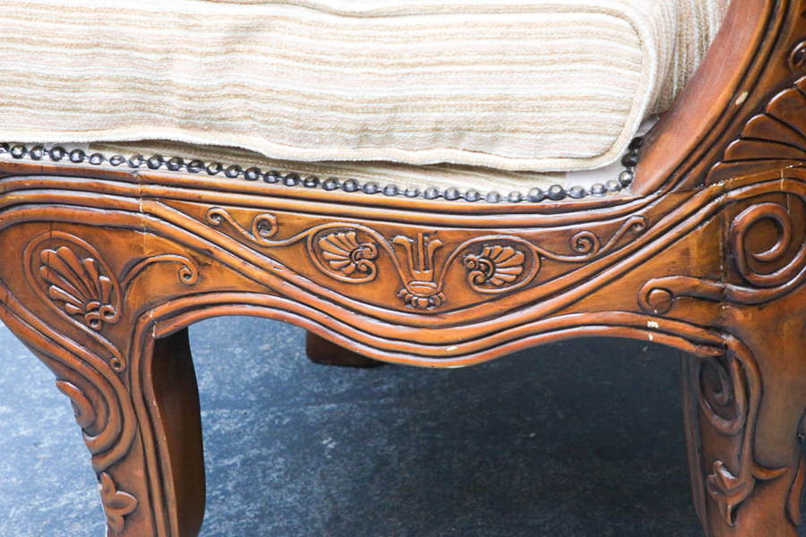 Pair of Ornate Barrel-Back Armcharis