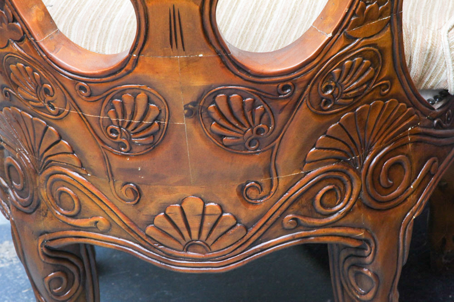 Pair of Ornate Barrel-Back Armcharis