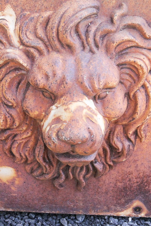 White Cast Iron Lion Planter