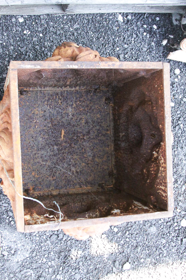 White Cast Iron Lion Planter