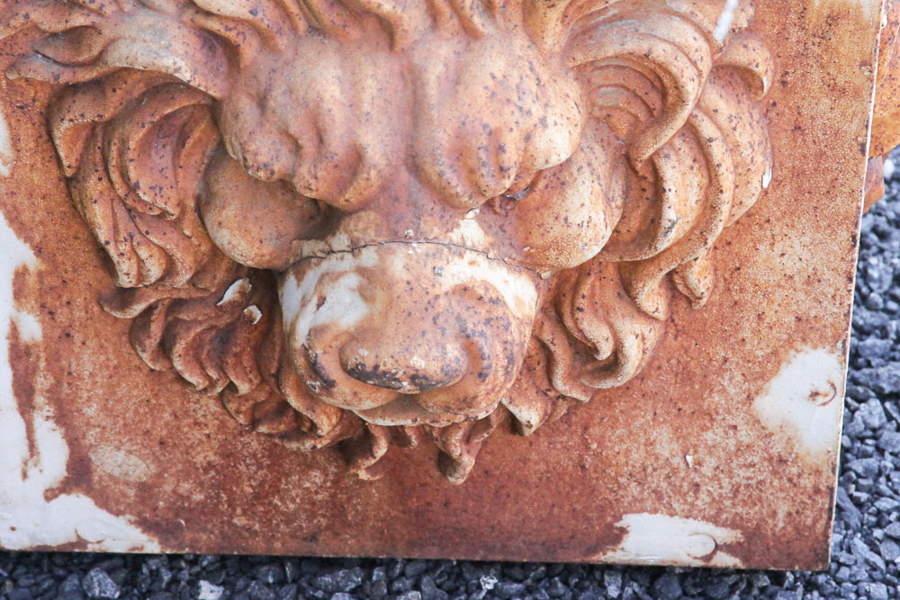 White Cast Iron Lion Planter