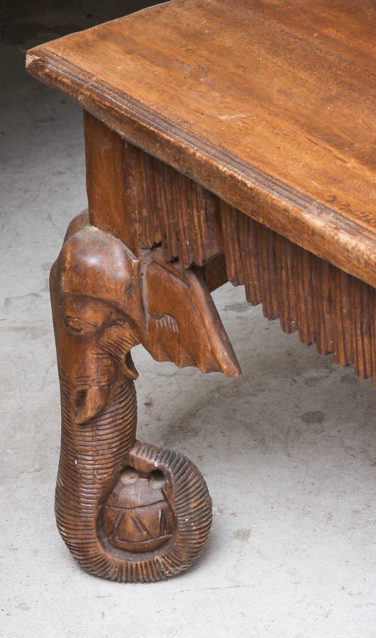 Carved Elephant Leg Coffee Table