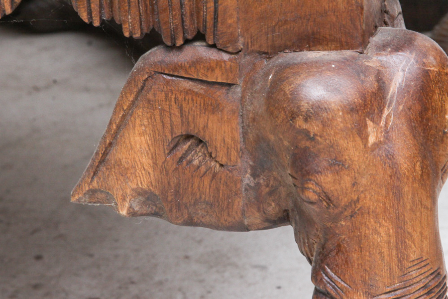 Carved Elephant Leg Coffee Table