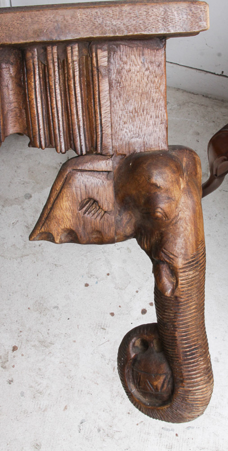 Carved Elephant Leg Coffee Table