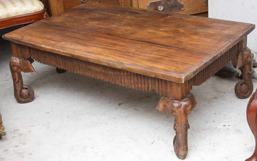 Carved Elephant Leg Coffee Table
