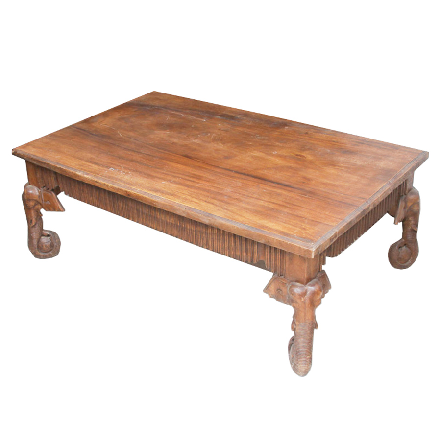 Carved Elephant Leg Coffee Table
