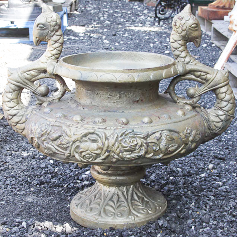 Pair of Gold Painted Serpent Urns