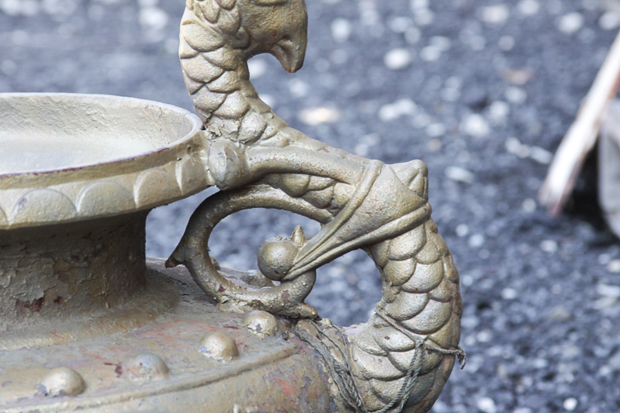 Pair of Gold Painted Serpent Urns
