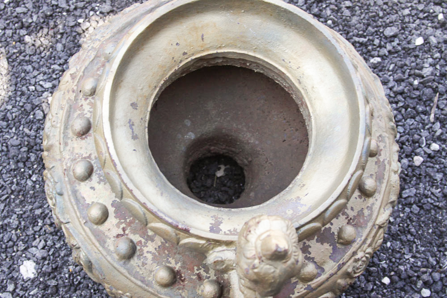 Pair of Gold Painted Serpent Urns