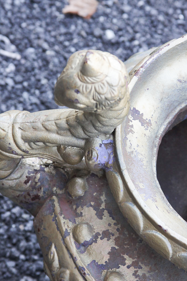 Pair of Gold Painted Serpent Urns
