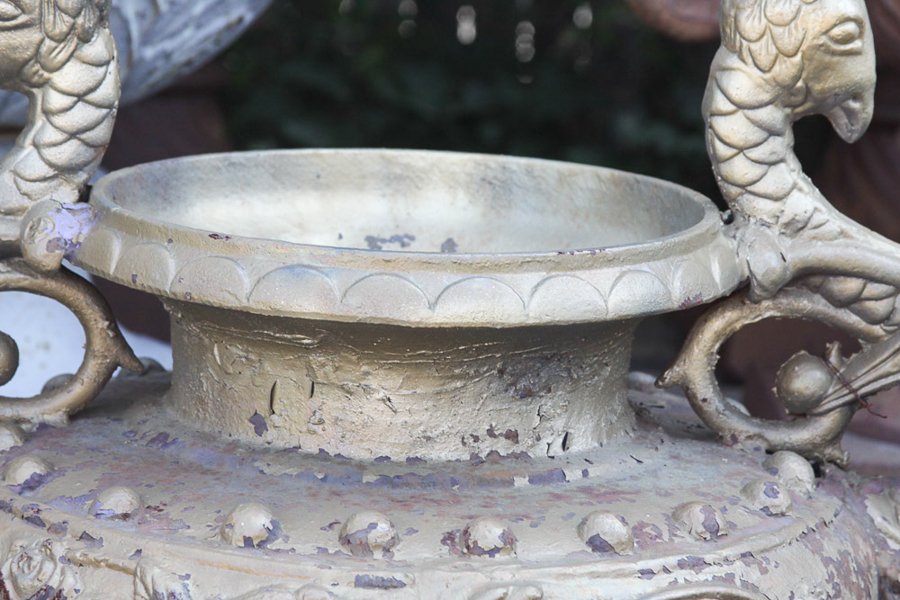 Pair of Gold Painted Serpent Urns