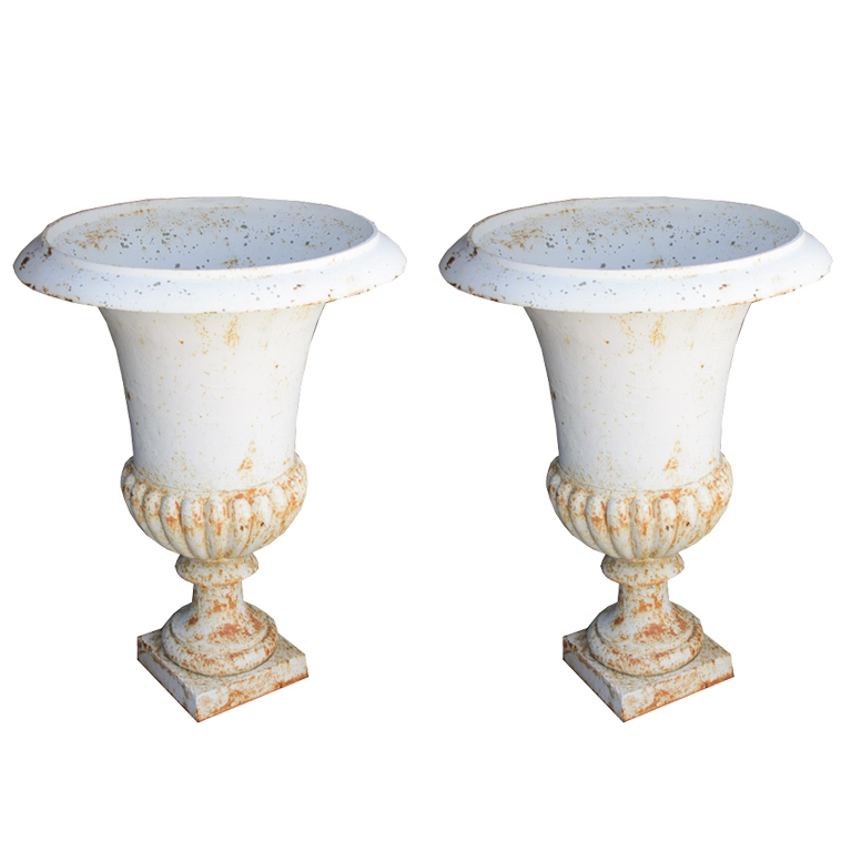Pair of White Urn Planters