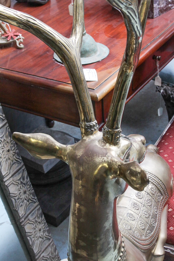Large Vintage Hollywood Regency Brass Deer
