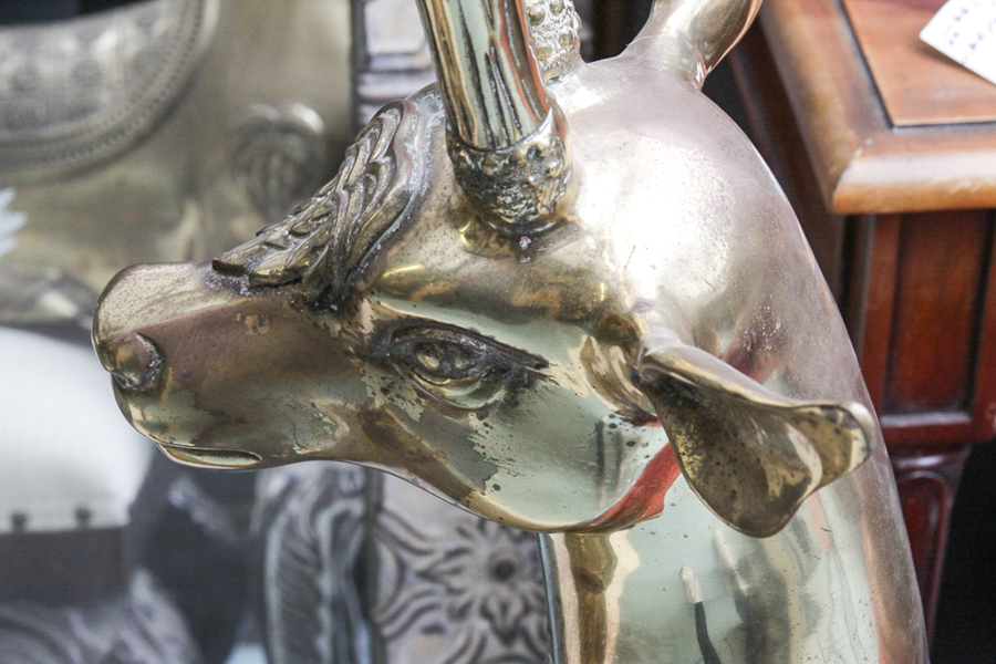 Large Vintage Hollywood Regency Brass Deer