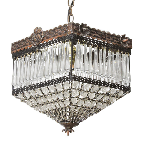 Pair of Pendant Light Fixtures with Prisms