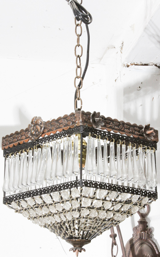 Pair of Pendant Light Fixtures with Prisms