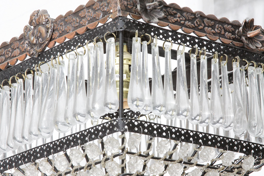 Pair of Pendant Light Fixtures with Prisms