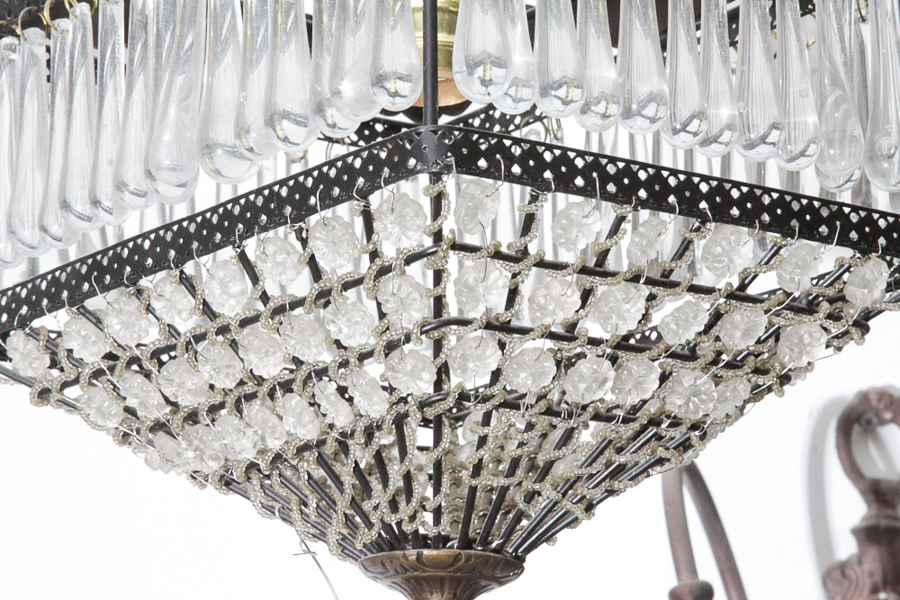 Pair of Pendant Light Fixtures with Prisms