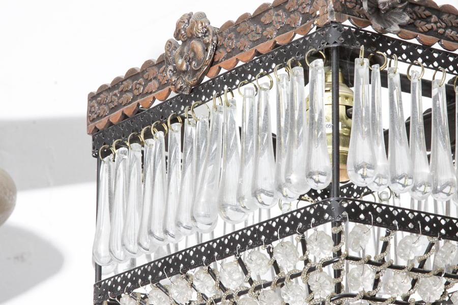 Pair of Pendant Light Fixtures with Prisms