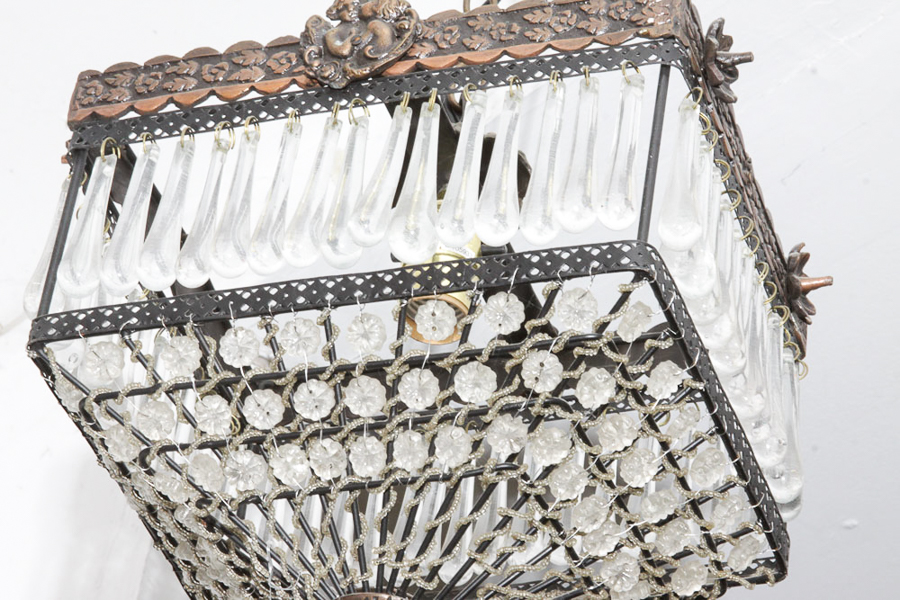 Pair of Pendant Light Fixtures with Prisms