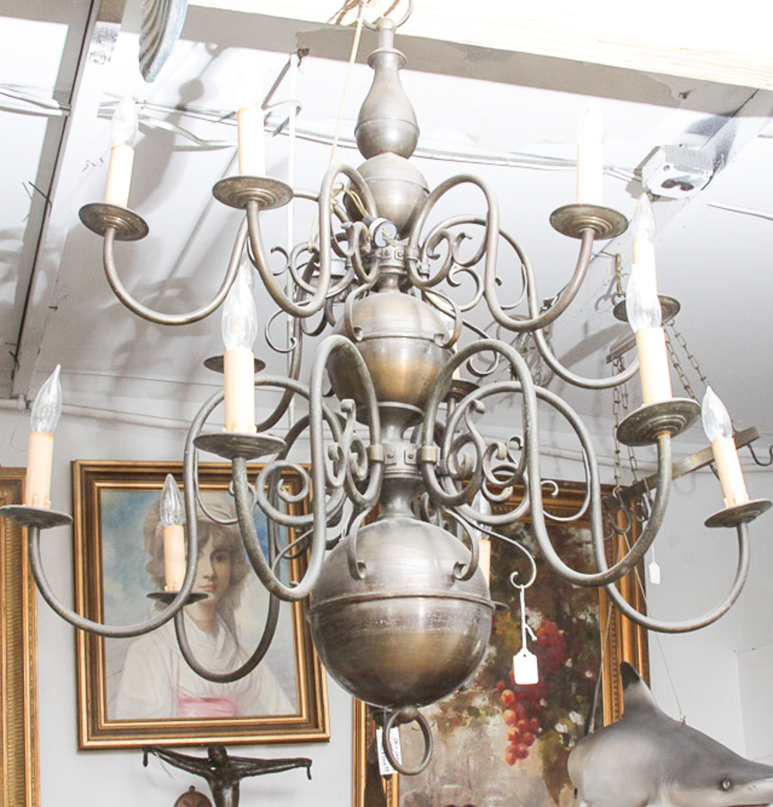 Vintage Colonial-Style Brass Chandelier