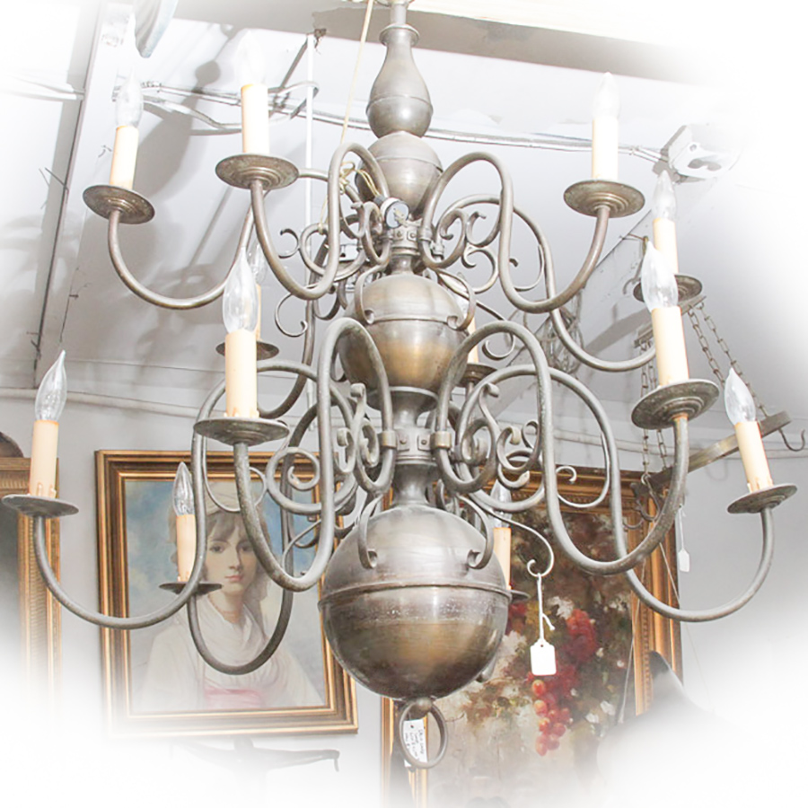 Vintage Colonial-Style Brass Chandelier