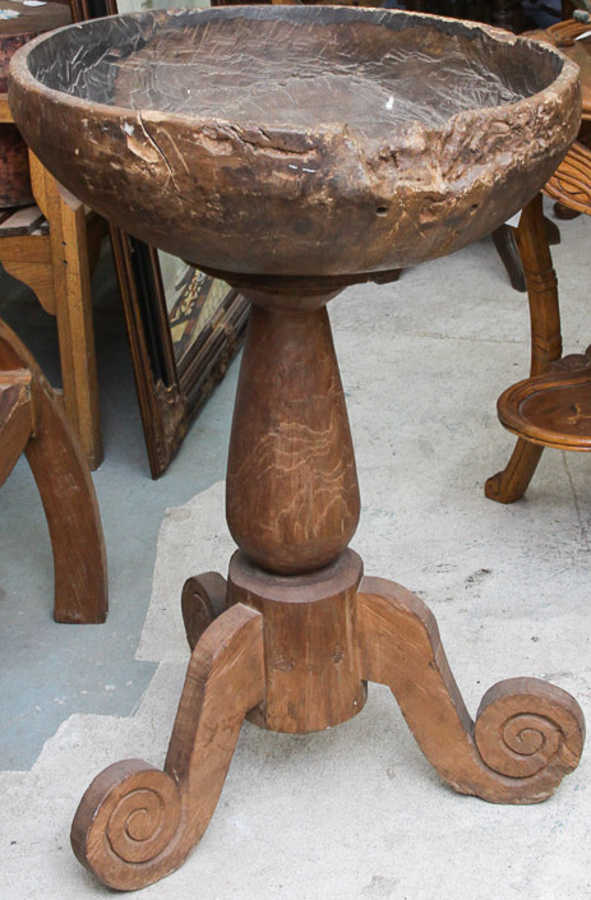 Hand Carved Wooden Baptismal Font