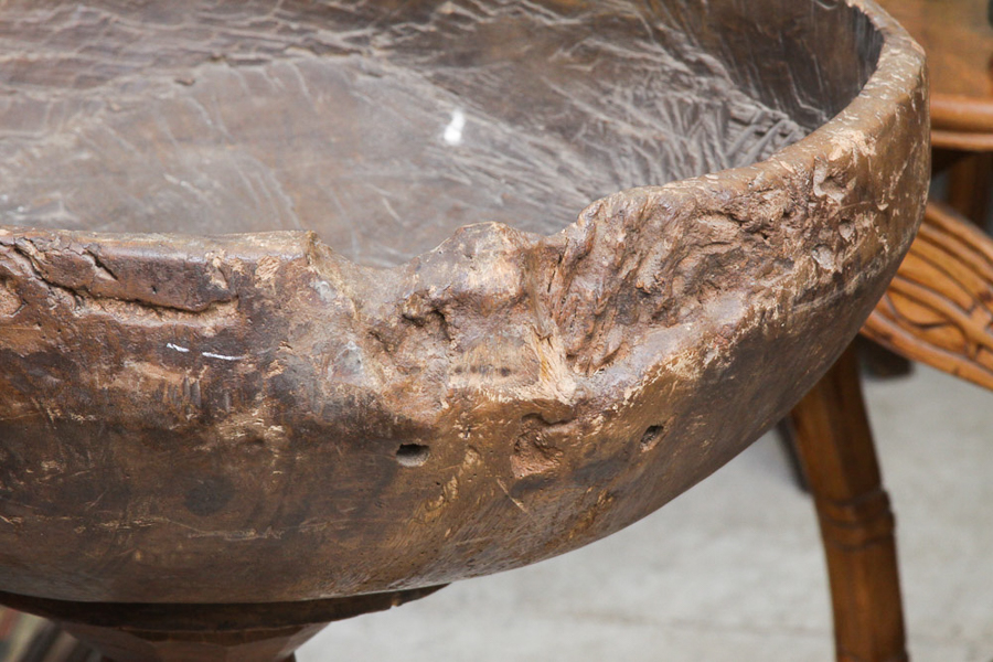 Hand Carved Wooden Baptismal Font