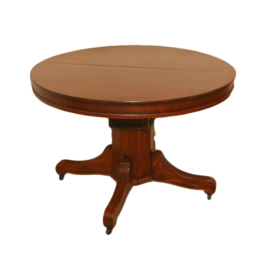 Round Oak Pedestal Table