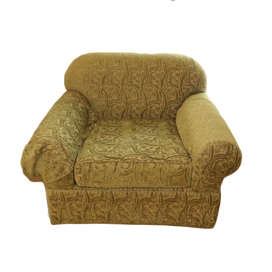Green Floral Upholstered Club Chair