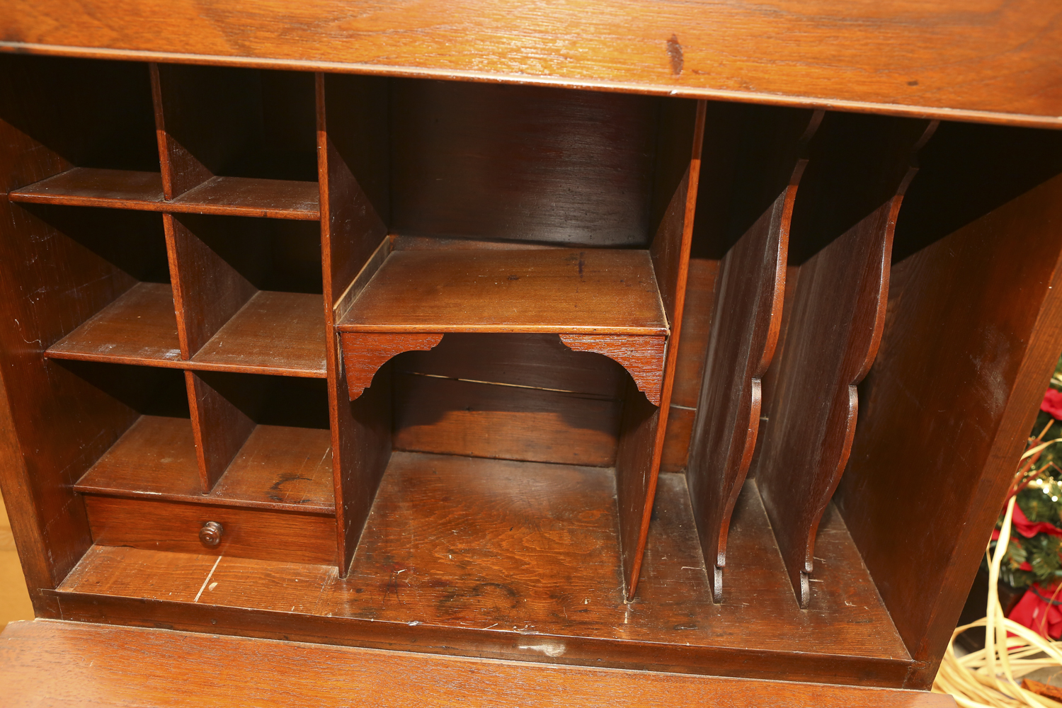 Antique American Walnut Drop Front Plantation Desk With Fitted Interior