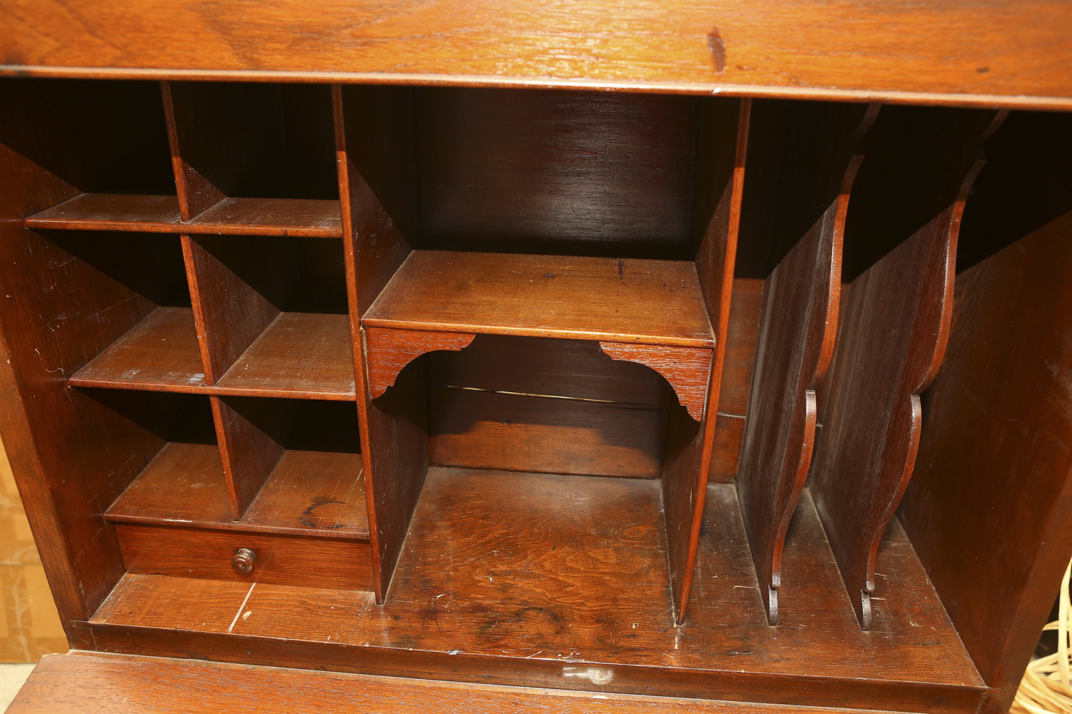 Antique American Walnut Drop Front Plantation Desk With Fitted Interior