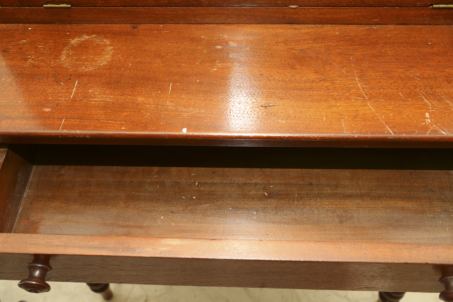 Antique American Walnut Drop Front Plantation Desk With Fitted Interior