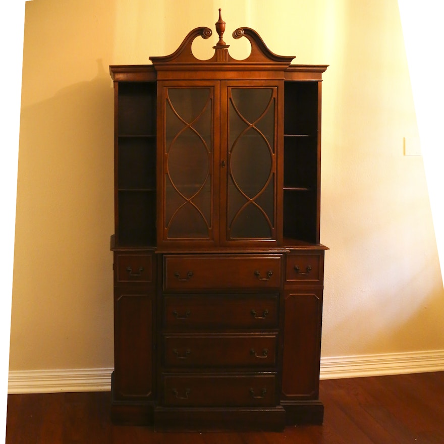 Illuminated Sheraton Style Break Front China Cabinet