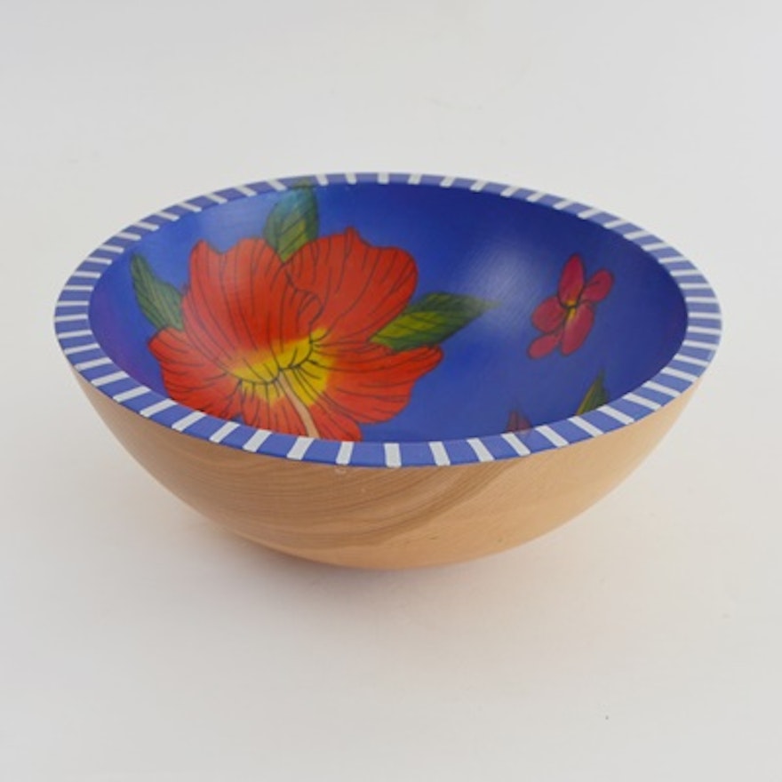 Janis Childs Painted Wood Bowl