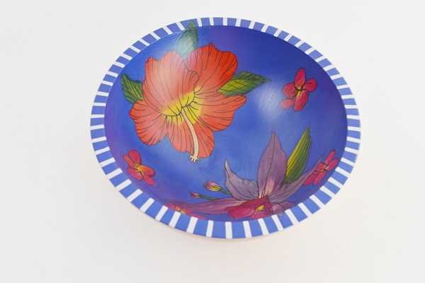 Janis Childs Painted Wood Bowl