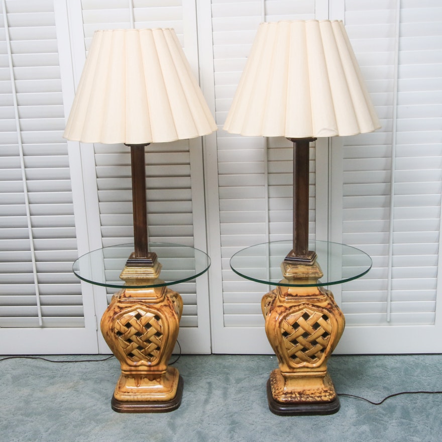 Pair of Floor Lamps With Tray Tables