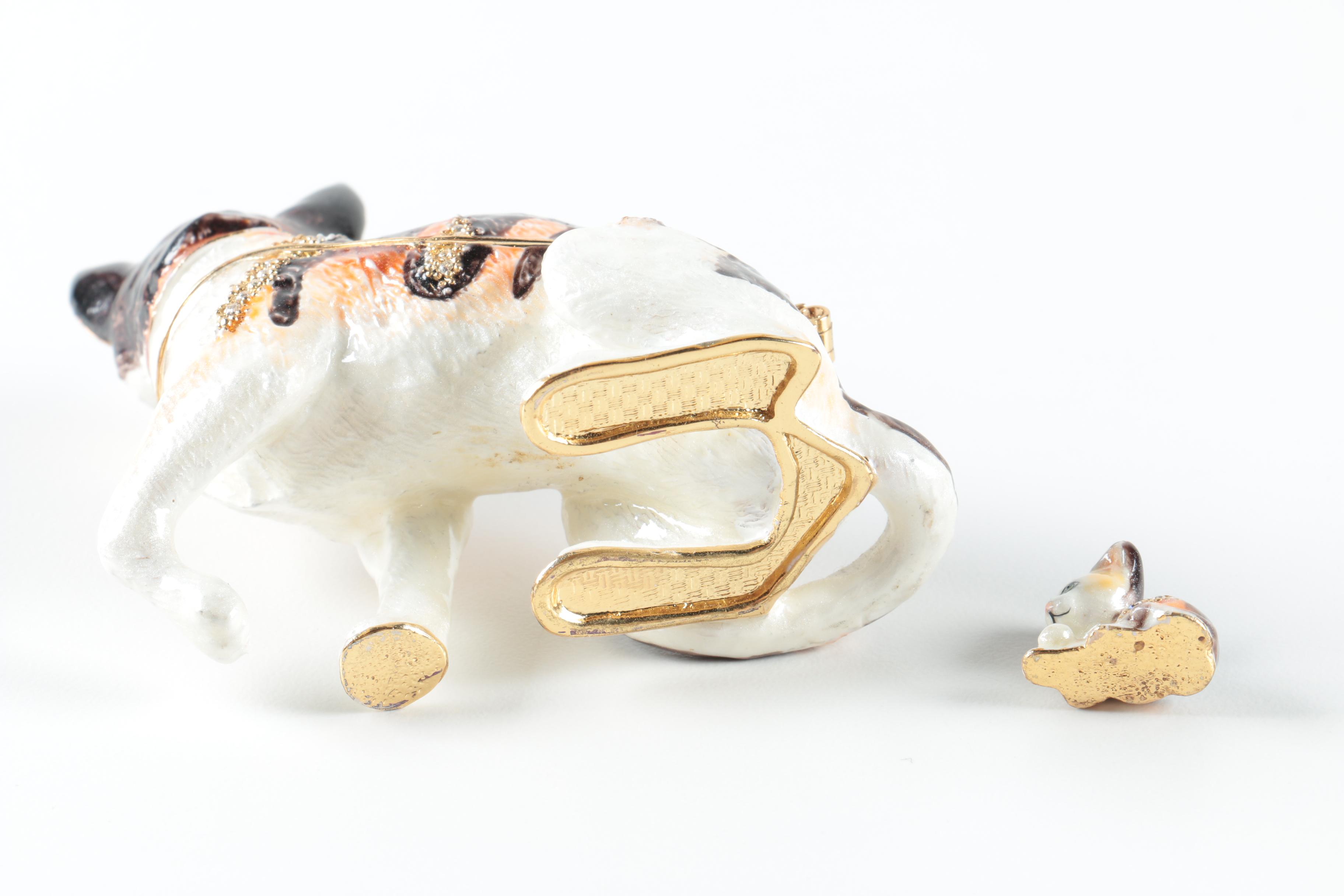 Figural Cat Porcelain Trinket Boxes