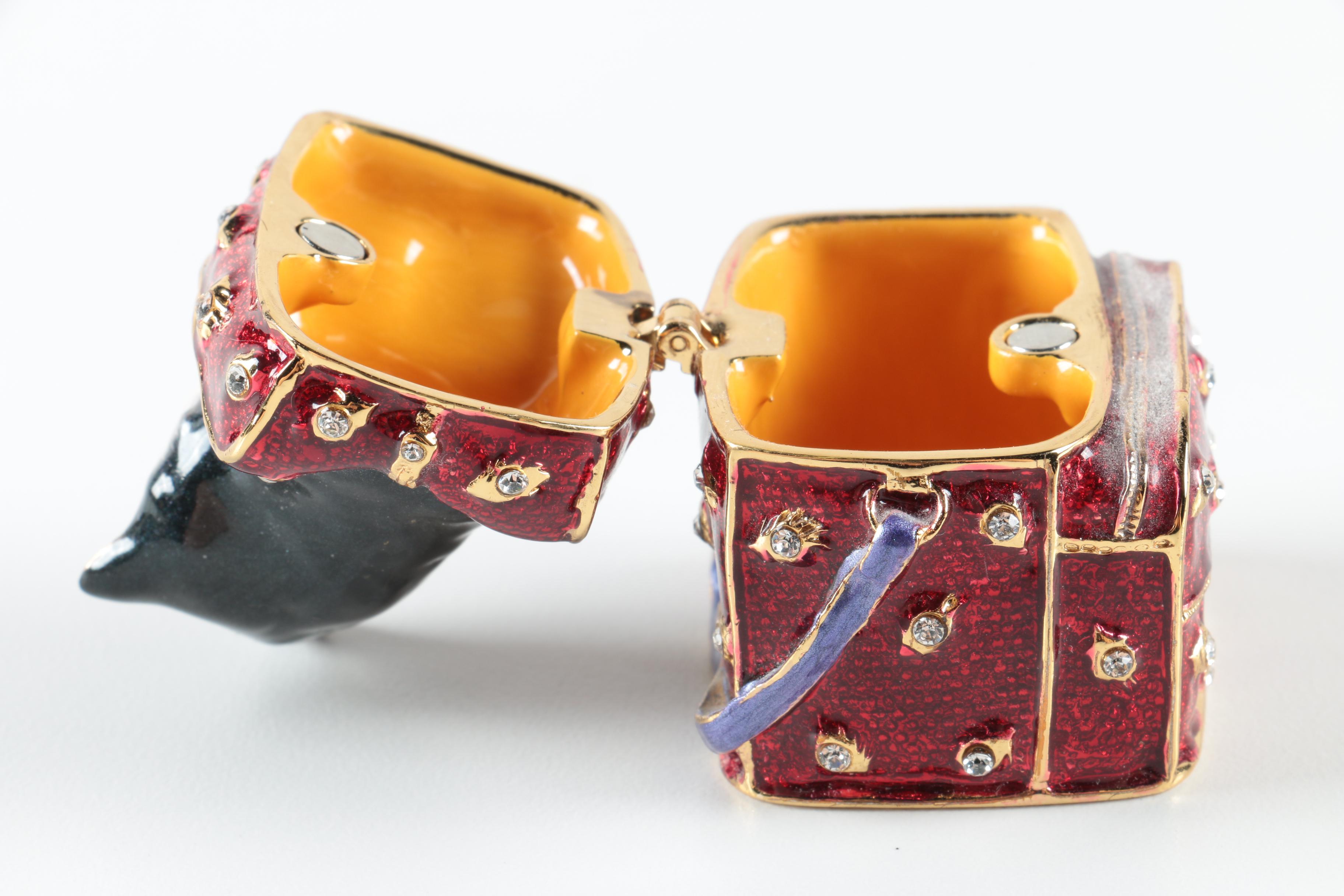 Figural Cat Porcelain Trinket Boxes