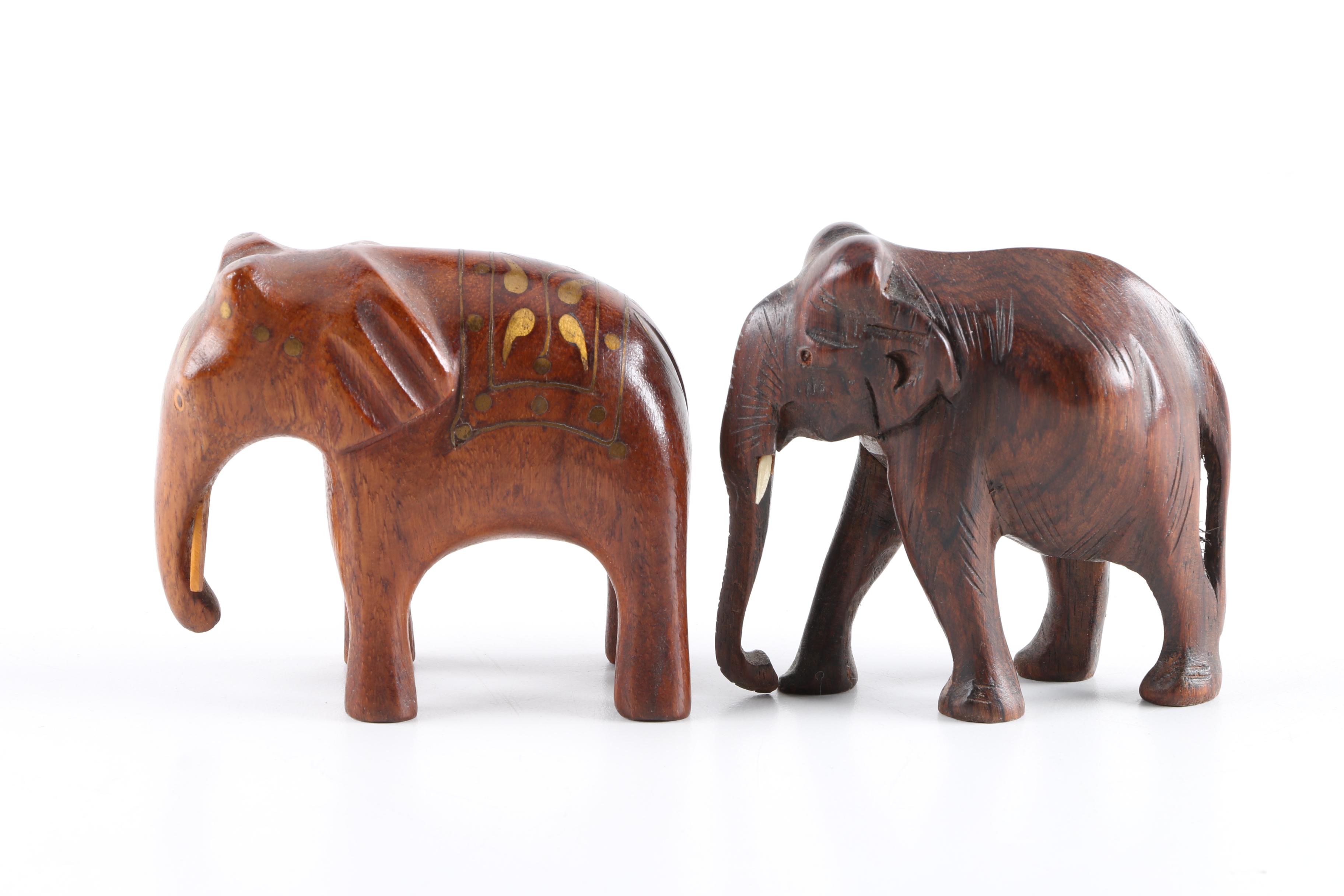 Pair of Carved Decorative Elephants