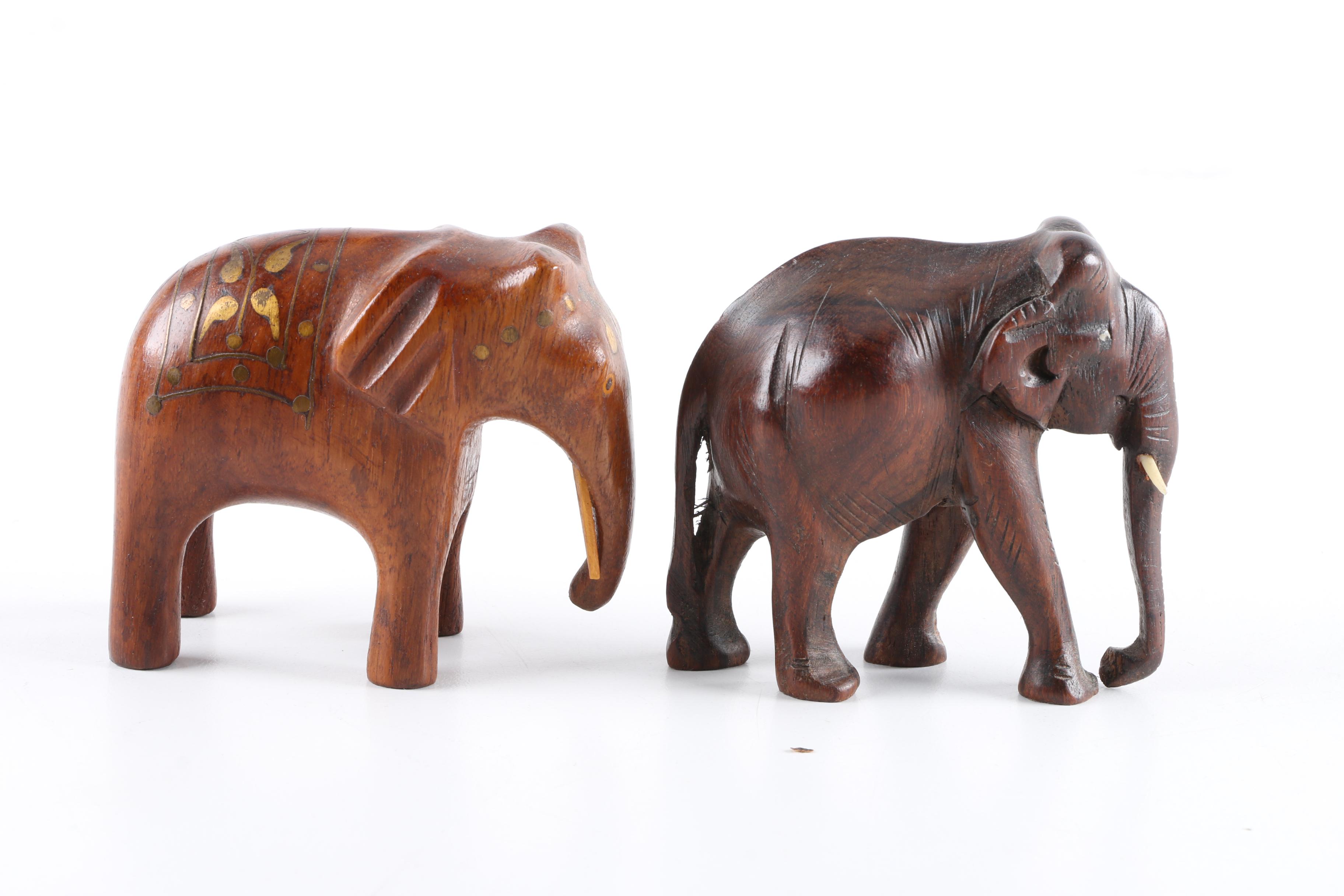 Pair of Carved Decorative Elephants