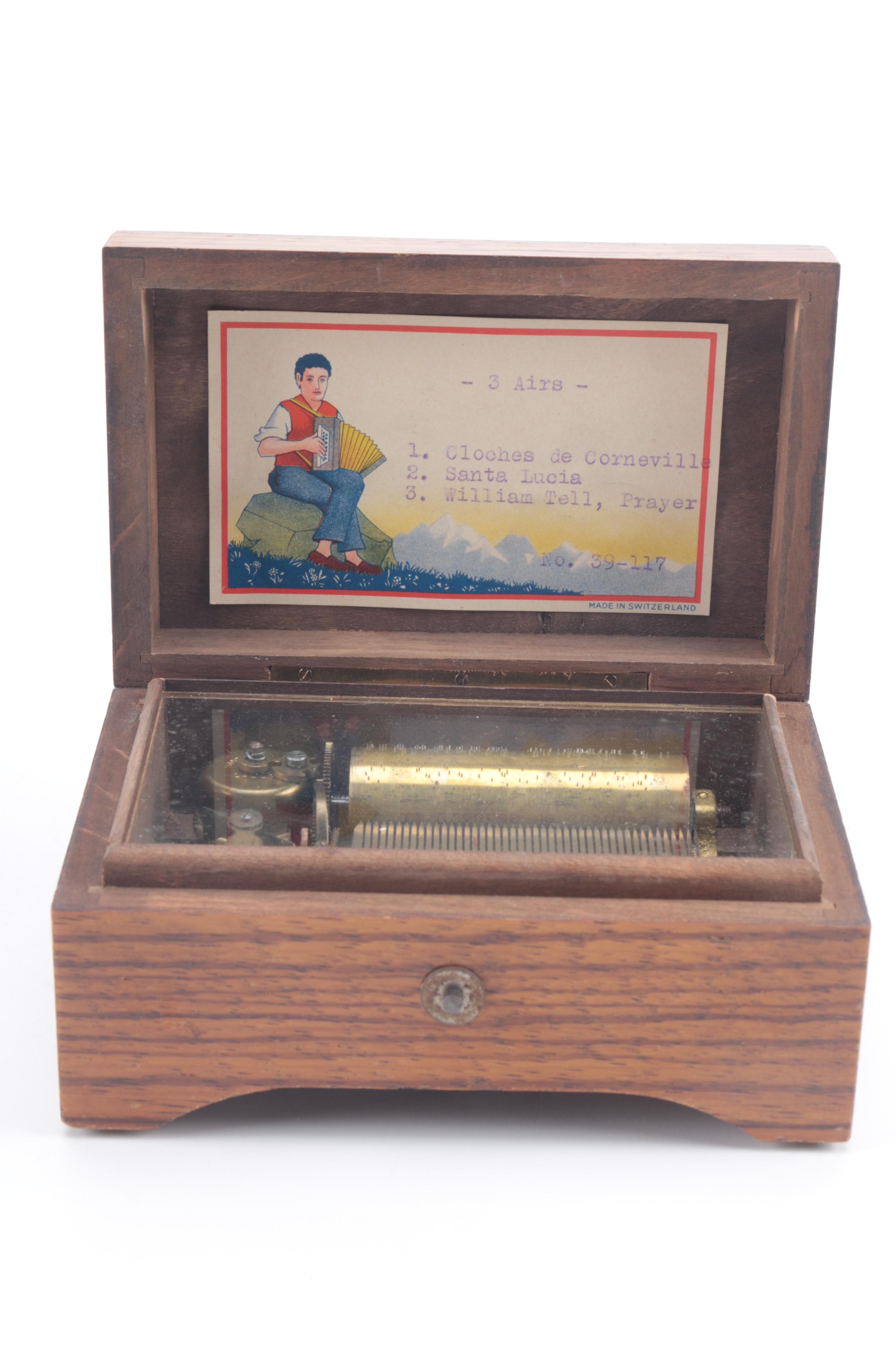 Wooden Music Boxes from Switzerland Including Reuge