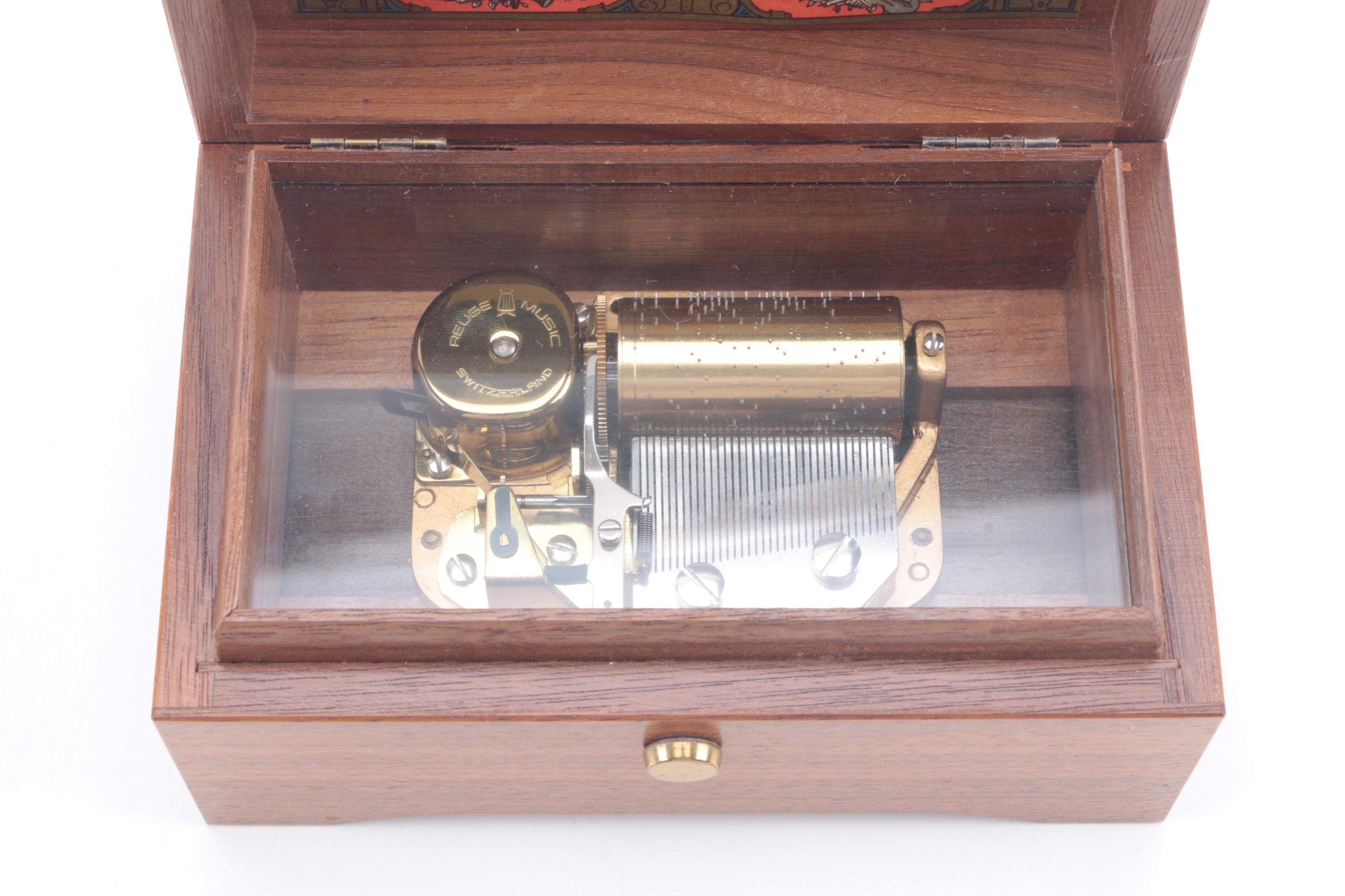 Wooden Music Boxes from Switzerland Including Reuge