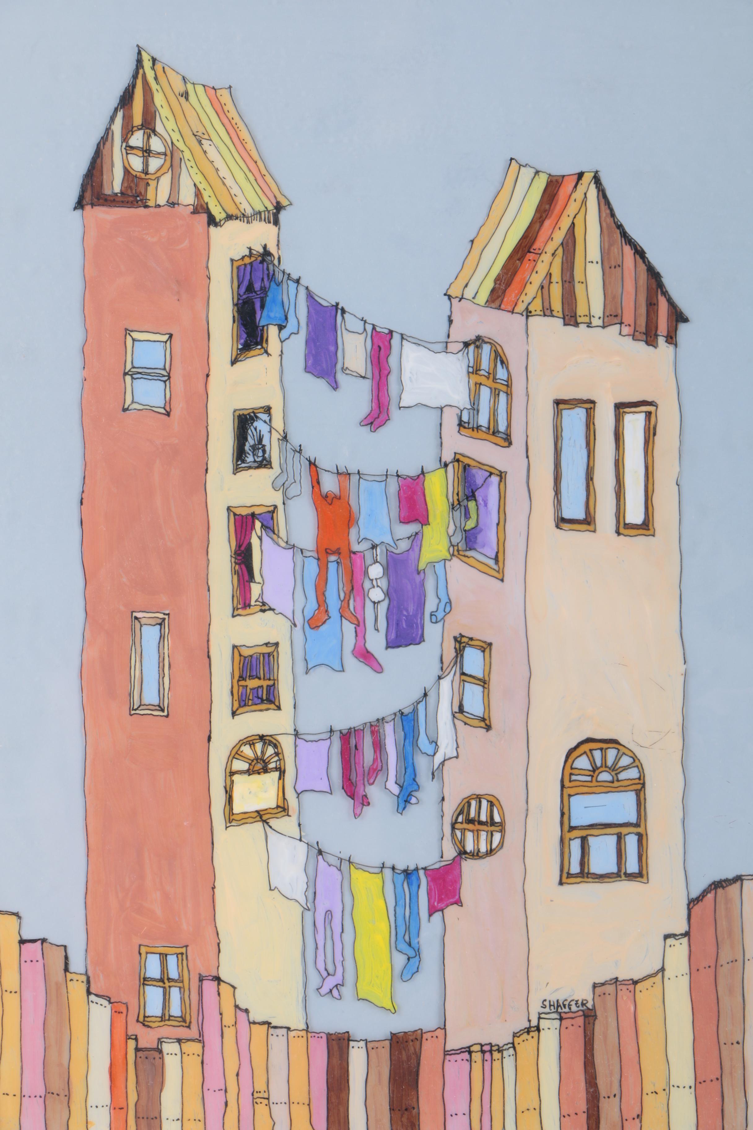 Shaffer Mixed Media on Celluloid Cityscape