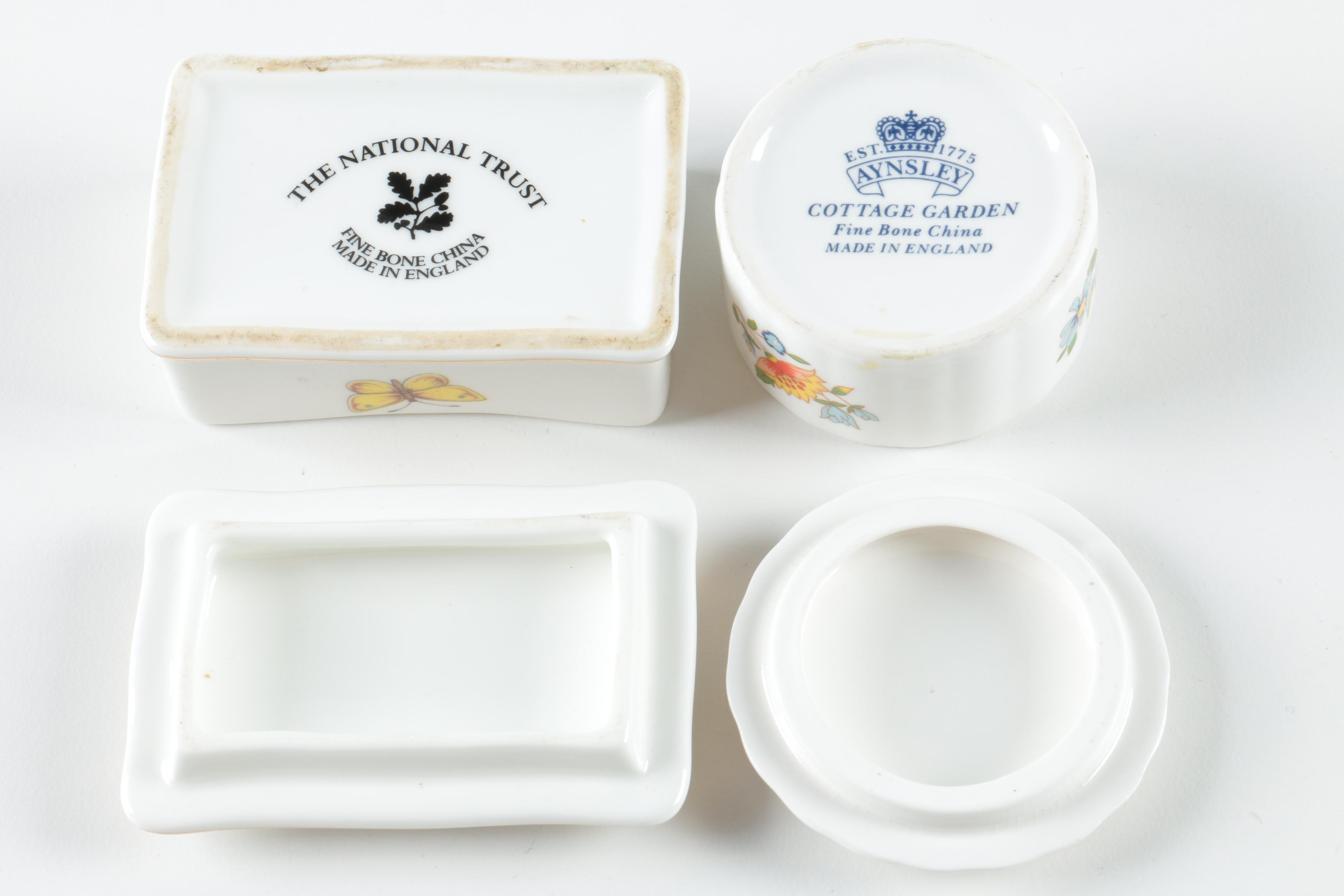 Porcelain Trinket Boxes and Figurine plus Vintage Compact