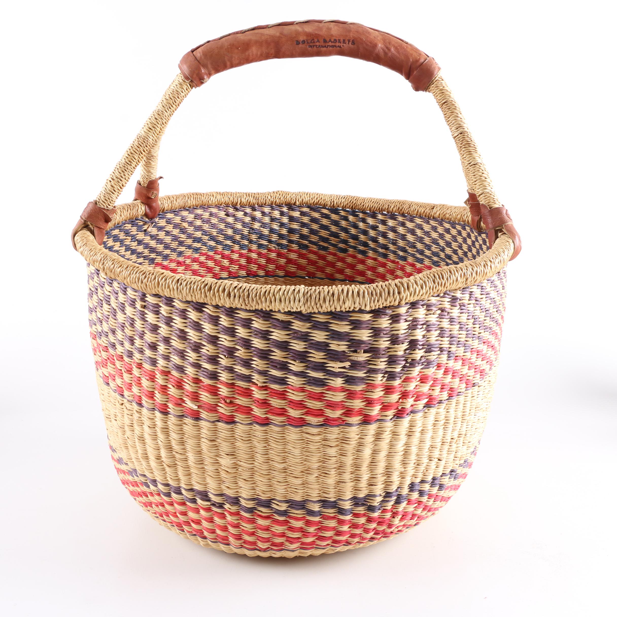 Woven Basket with Spools of Yarn and Thread