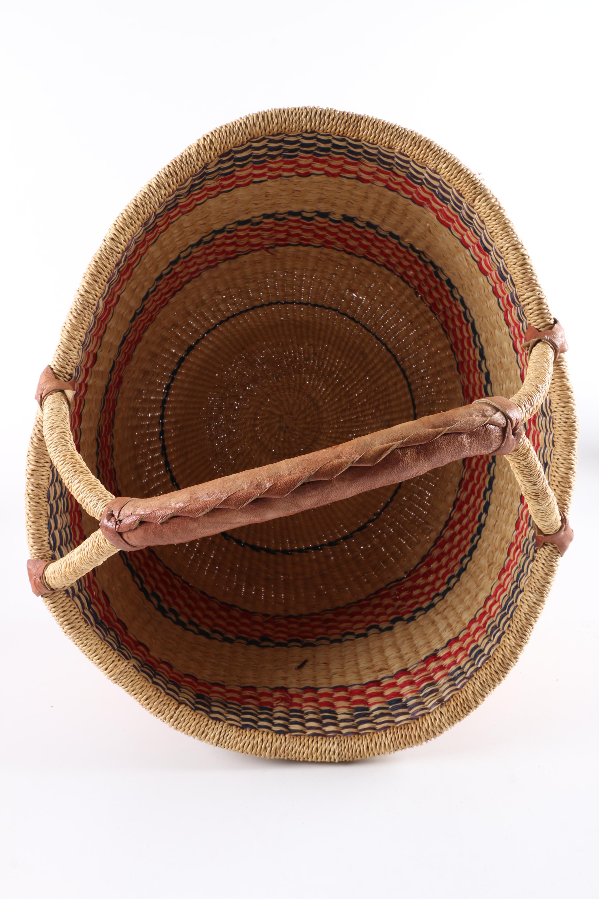 Woven Basket with Spools of Yarn and Thread