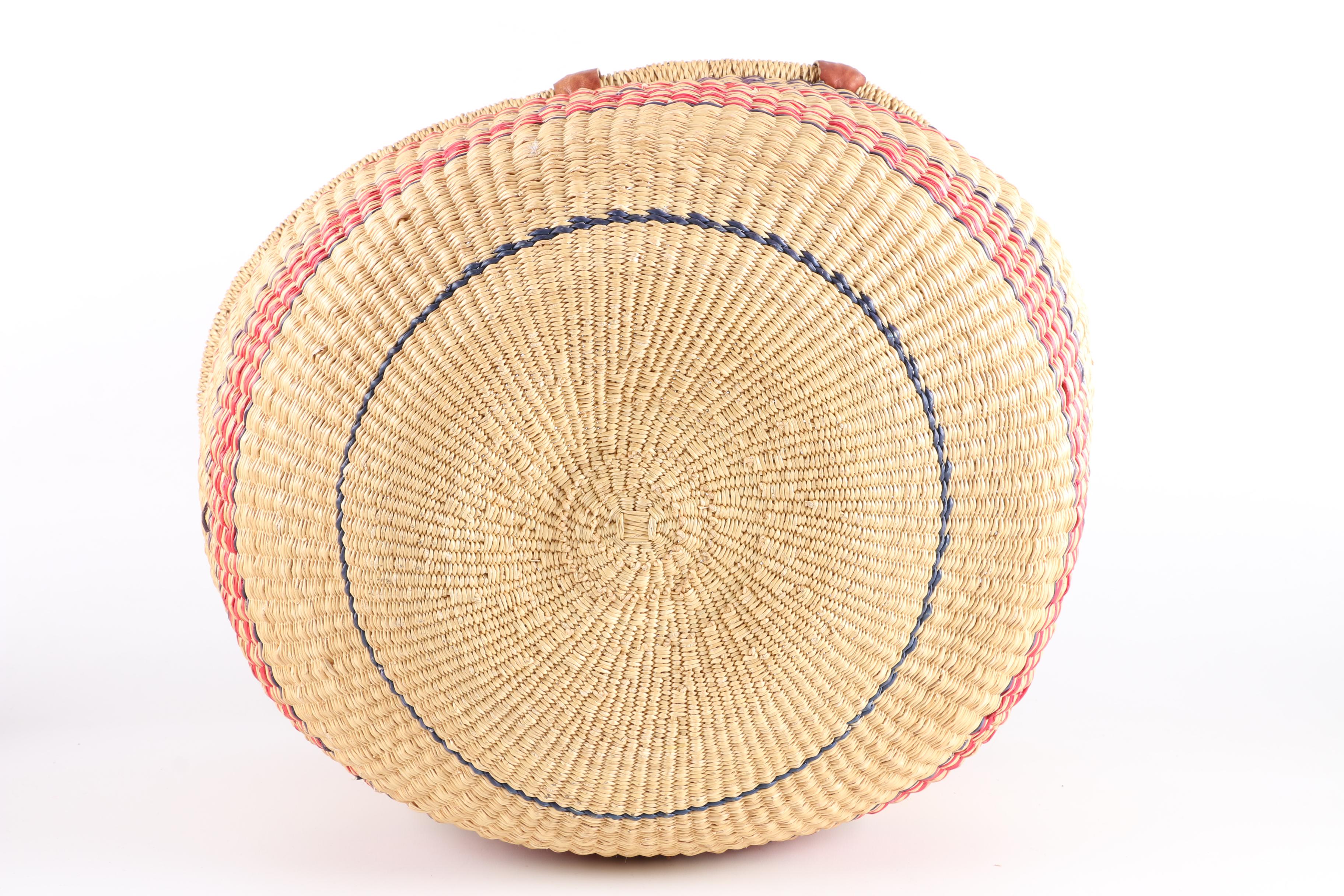 Woven Basket with Spools of Yarn and Thread